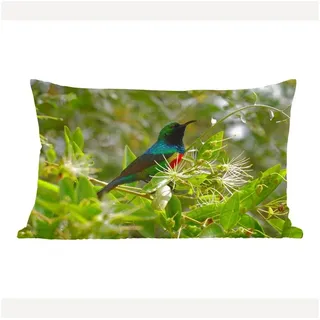 MuchoWow Dekokissen Vogel zwischen den Blättern im Dschungel, Dekoration, Zierkissen, Kissen mit Füllung, 50x30 cm bunt Rechteckig | 50 cm x 15 cm x 30 cm