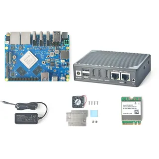 NanoPC-T6 LTS Mini WiFi Router, LPDDR4X 8GB RAM 64GB eMMC, RK3588 SoC Dual 2.5Gpbs, M.2 M-Key & E-Key Slot, for NAS Video Smart IoT Gateway, Supports M.2 NVMe SSD/WiFi-Module