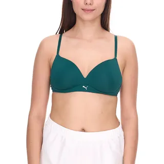 PUMA Soft Bra Damen Sport-BH sitzender Trainings-Bustier 935020 10 Grün - 70D