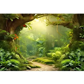 Ttincceer Enchanted Forests Backdrop 3x2m Tropischer Regenwald Dschungel Landschaft Hintergrund Aquarell Palmenblätter Botanische Fotografie Backdrop Kinder Erwachsene Portrait Shooting Requisiten