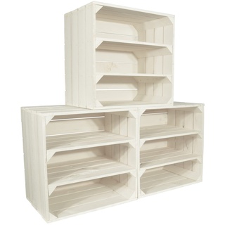 CHICCIE 3 Set Weinregal Wino aus Holz - Weiß 2x Regal Holzkiste