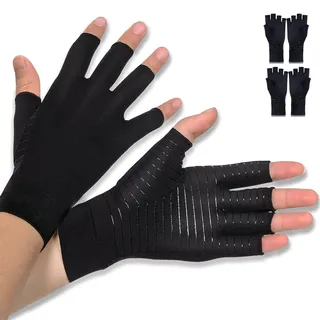 Donfri Kupfer Kompressionshandschuhe Fingerlos Rutschfest Damen Herren