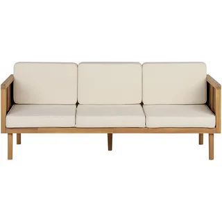 Beliani Gartensofa 3-Sitzer 200 x 80 x 75 cm Hellbraun