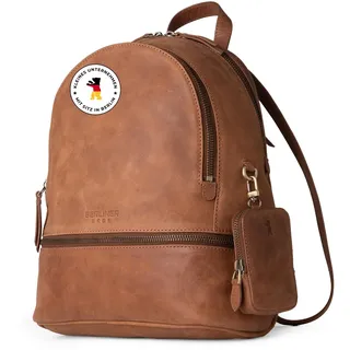 Berliner Bags Vintage Rucksack Florence, Kleine Tagesrucksack, Cityrucksack aus Leder wasserabweisend für Damen - Braun