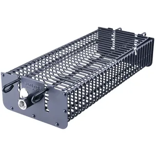 SANTOS Grillkorb für Drehspieß bis Ø11 mm - Gemüse Grillkorb & Fischkorb zum Grillen - Rundum knusprig & gleichmäßig gegart - Universal Drehspießkorb ohne Wenden - Drehkorb Rotisserie - Grill Zubehör