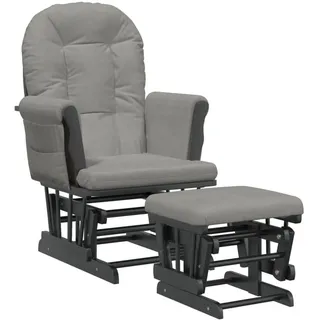 vidaXL Schaukelsessel mit Hocker Stoff 70 x 90 x 80 cm Hellgrau