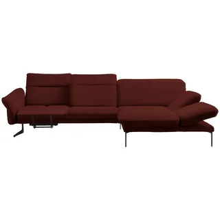 Himolla Ecksofa, Dunkelrot, Metall, Echtleder, Longlife-Leder, Dickleder, 3,5-Sitzer, Ottomane rechts, L-Form, 299x203 cm, Blauer Engel, Goldenes M, Emas, Typenauswahl, Lederauswahl, Stoffauswahl, Sitzqualitäten, Hocker erhältlich, Rücken echt, individuell planbar, Wohnzimmer, Sofas & Couches, Wohnlandschaften, Ecksofas