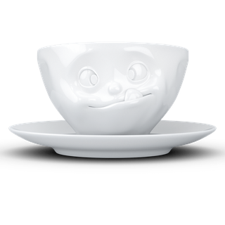 Schmunzel Kaffee Tasse lecker in weiß 200ml