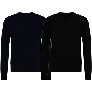 KKS STUDIOS Herren V-Neck Pullover aus 100% Kaschmir Sweater KK2350 Navy oder Schwarz - M