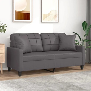 BaraSh 2-Sitzer-Sofa mit Zierkissen Grau 140 cm Kunstleder Wohnzimmer Sofas