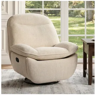 FLEXISPOT Sessel Schaukelsessel gemütlicher TV-Sessel, Relaxsessel (Versteckter Stauraum, 105° - 145° verstellbar, Drehsessel mit Rocking, Ruhesessel für Senioren & Stillenden), 159 KG belastbar, Inkl. Dicke Sofadecke (1,5 x 1,5 m) beige