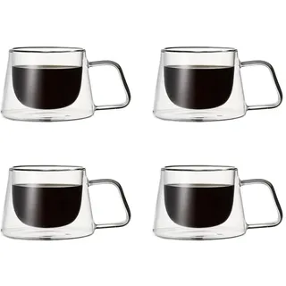 RHP doppelwandige Thermogläser im 2/4/6-teiligen Set – hitzebeständige Kaffeegläser mit Henkel für Cappuccino, Latte Macchiato & Tee. Elegante, isolierte Teetassen für optimalen Genuss. (4, 200ml)