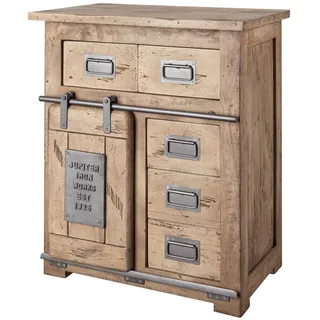 MASSIVMOEBEL24.DE | Kommode Sideboard Holz Mango massiv 5 Schubladen 1 Tür 70cm schmal geweißt