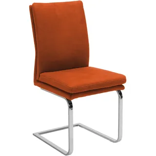 Novel Schwingstuhl, Orange, Chrom, Metall, Textil, Uni, U-Form, 47x100x64 cm, Lederauswahl, Stoffauswahl, Esszimmer, Stühle, Esszimmerstühle, Schwingstühle