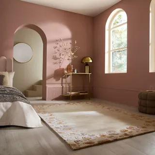 Teppich FLAIR RUGS "LEOPARD FRAME", beige, B:200cm L:300cm, Viskose, Wolle, Teppiche, Teppich, Glänzende Woll-Viskose-Mischung, Leo Muster, Wohnzimmer, Schlafzimmer