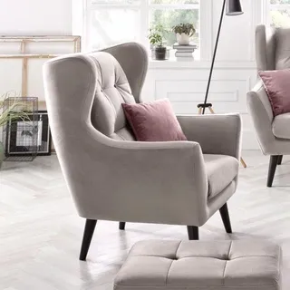 Home affaire Ohrensessel Hemmink, Sessel, Loungesessel, mit Knopfheftung grau|rosa