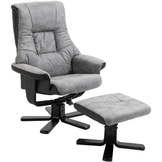 Homcom Relaxsessel Mikrofaser 78 x 109 x 82,5 cm Grau mit Hocker