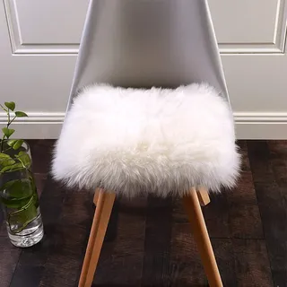 QINGLOU Faux Lammfell Schaffell Teppich (60 x 60 cm) Wohnzimmer Schlafzimmer Kinderzimmer/Als Faux Bett-Vorleger oder Matte für Stuhl Sofa (Weiß(Quadrat), 60 x 60cm)