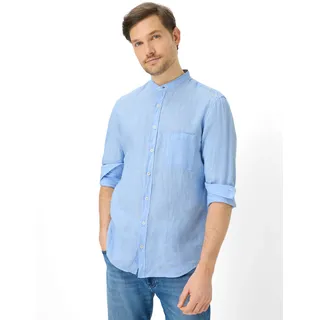 Leinenhemd BRAX "Style Herrenhemd", Herren, Gr. XXL, Normalgrößen, blau (mittelblau), Web, 100% Leinen, Hemden