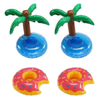 4er Set aufblasbare Pool Getränkehalter Donut Palme Dosenhalter