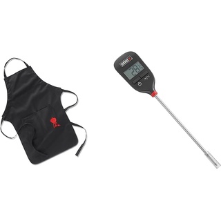 Weber 6750 Digitales Taschenthermometer, Grillthermometer mit Sofortanzige & 6474 Grillschürze, schwarz mit rotem Kettle Grill