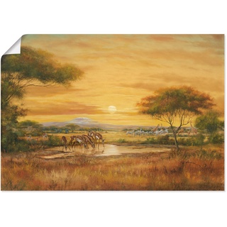 Wandbild ARTLAND "Afrikanische Steppe" Bilder Gr. B/H: 100 cm x 70 cm, Poster Wildtiere Querformat, 1 St., braun Kunstdrucke als Alubild, Leinwandbild, Wandaufkleber oder Poster in versch. Größen