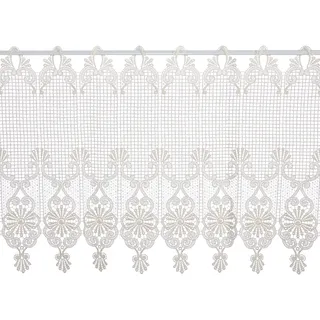 Plauener Spitze by Modespitze - Gardine - Scheibengardine für Stangendurchzug, hochwertige gestickte Guipure Spitze, Höhe 45 cm, Breite 96 cm, Farbe Champagner