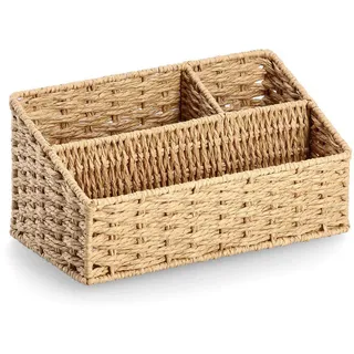 Zeller Schreibtisch-Organizer Papiergeflecht natur Papiergeflecht 3 Fächer 25,5 x 14,2 x 12,2 cm