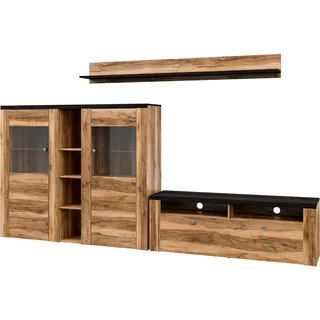 OTTO home Wohnwand Larona, Wohnwand, Set 3 teilig, (3-St), Wohnzimmer Set bestehend aus 1 TV-Board, 1 Highboard,1 Wandregal beige