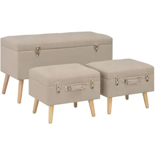 vidaXL Hocker mit Stauraum 3 Stk. Beige Stoff