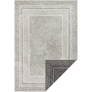 Teppich HOME AFFAIRE "Bernard" Teppiche Gr. B/L: 240 cm x 340 cm, 5 mm, 1 St., schwarz (schwarz, creme) Esszimmerteppiche Robust, Pflegeleicht, Flachgewebe, Wendeteppich