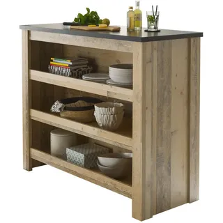 furn.design Küchentheke in Used Wood hell und anthrazit Kücheninsel freistehend 130 cm