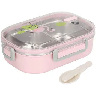 Mtlavish thermische Isolierung Lunchbox für Kinder und Studenten 304 Edelstahl -Leckschutzbehälter mit 4 -seitigen Verriegelungsleitern transparentes Design 8.5x5,9 x 2,6 Zoll (Transparenter rosa