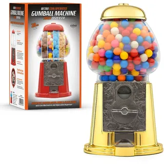 CKB LTD Große Kaugummi-Maschine, Retro-Süßigkeitenspender, Aufbewahrung, Sparschwein, Münzbedienung, Spardose, H28 cm (große Größe 28 x 15,3 x 16,5 cm) (Gold)