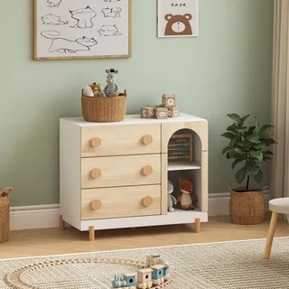 [en.casa] Vaarentaa 79 x 66 x 41 cm Weiß / Eicheoptik
