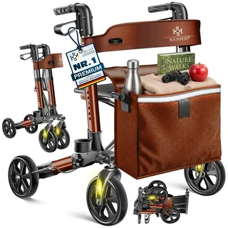 Kesser Leichtgewicht Rollator faltbar mit Sitz Braun