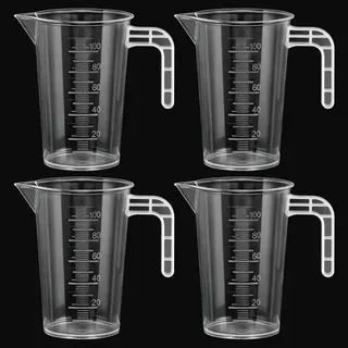 4 Stück Messbecher 100Ml Mini Transparent Messbecher mit Waage Mit Hitzebeständig Präzisions Einsetzbar als Dosierhilfe für Waschmittel für Wasch
