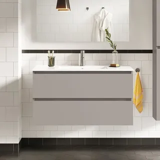 Evineo Waschbeckenunterschrank 2 Auszüge 100 x 53 cm Weiß