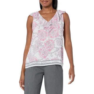 Tommy Hilfiger Damen Bedruckter Chiffon-rüschen-v-Ausschnitt Bedruckter Chiffon-Rüschen-V-Ausschnitt - XXL