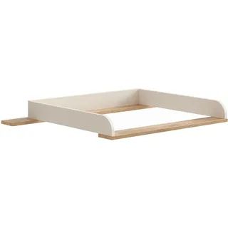 PAIDI Wickelaufsatz STIENE in Beige oder Grau, zur Erweiterung der Kommode, Wickelauflage mit Eiche Massivholz und gerundeten Kanten beige|braun