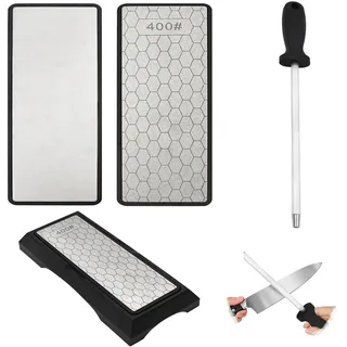 400#1000#Diamant Schleifstein und Satz 1Stück Wetzstähle Doppelseitiger Diamant Diamant Messerschärfer Schleifstein für Schere, Messer Outdoor Küche Schärfwerkzeuge Grob,400#/Extra Fein,1000#