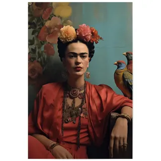 artboxONE Poster 45x30 cm Floral Frida Kahlo Vögel - Bild Frida-Kahlo-gemälde Frida-Kahlo-gemälde Frida-Kahlo-Kunst