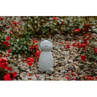 gartendekoparadies.de Gartenfigur Lustige Steinfiguren, Kuh Hase Katze Eule Frosch, Steinguss, 24-26 cm, Frostsicher grau 10 cm x 10 cm x 22 cm