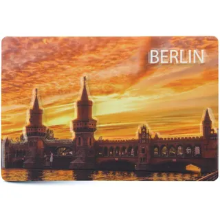 Magnet BERLIN | Oberbaumbrücke | Mini-Blechschild 9x6 cm mit Relief Stanzung | typisches Souvenir & Geschenk