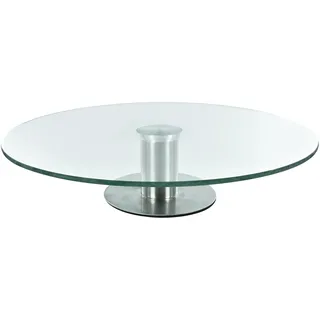Lily cook Drehplatte aus Glas und Edelstahl 30 cm Transparent | Rundes, drehbares Tablett aus Glas und Edelstahl auf einem Ständer, 30cm, zum Servieren von Vorspeisen und Hauptgerichten