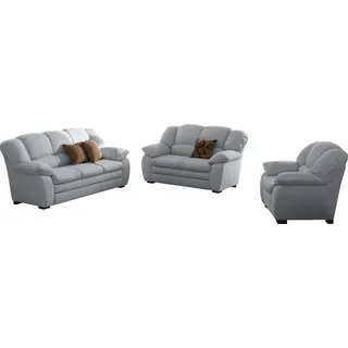 Cotta Polstergarnitur COTTA "Casino, Sofa Set, 3-2-1 Sitzer, Wohnzimmer Garnitur", smoke, H:88cm T:92cm, 100% Polyester, Sitzmöbel-Sets, Sessel, 2-Sitzer, 2,5-Sitzer, hohe Rückenlehne