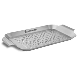 BURNHARD® Grillschale Edelstahl Grillschale klein 27,5 x 19 x 2 cm silberfarben