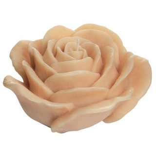Dekohelden24 Adventskerze Hochwertige Duftkerze als Rosenblüte in verschiedenen Farben, aus (1 Stück, 1-tlg), Duftkerze beige