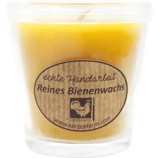 Bienenwachskerze im Glas, 100% reines Bienenwachs, KERZENFARM HAHN, H80 x Ø50/78 mm, 130 ml, Brenndauer ca. 13h