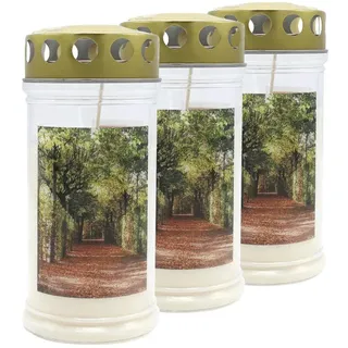 Ebersbacher Kerzenfabrik Gedenkkerze Baum-Allee 17 x 7,5 cm weiß